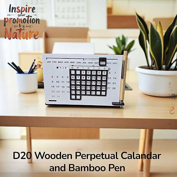 D20 Wooden Perpetual Calendar