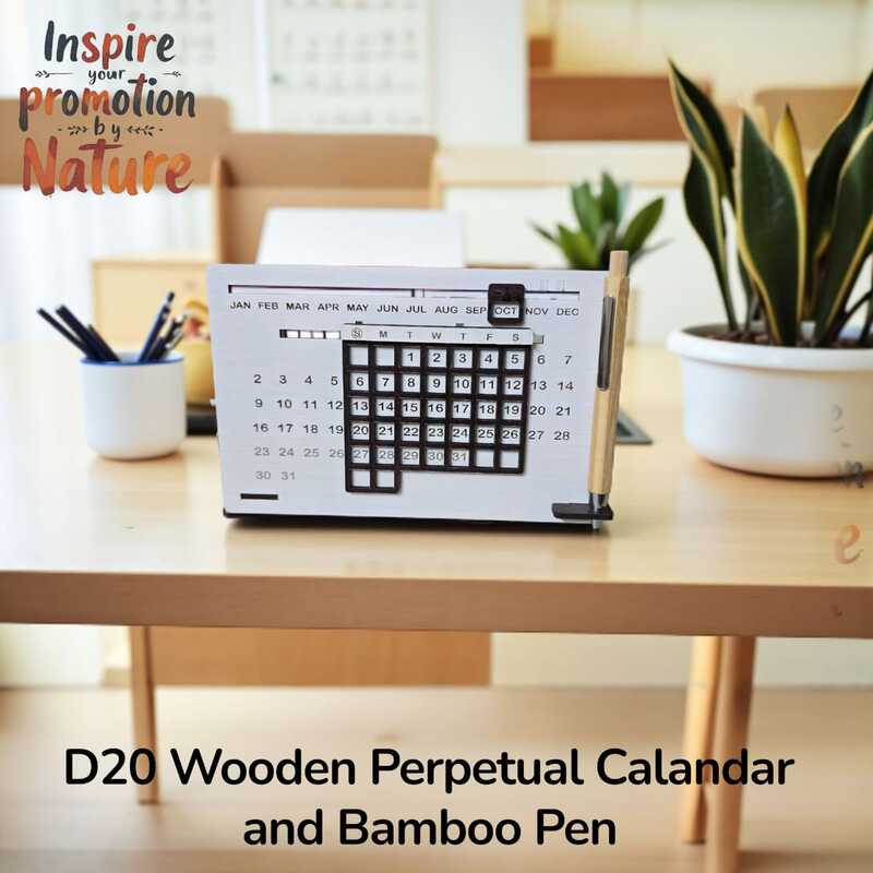 D20 Wooden Perpetual Calendar