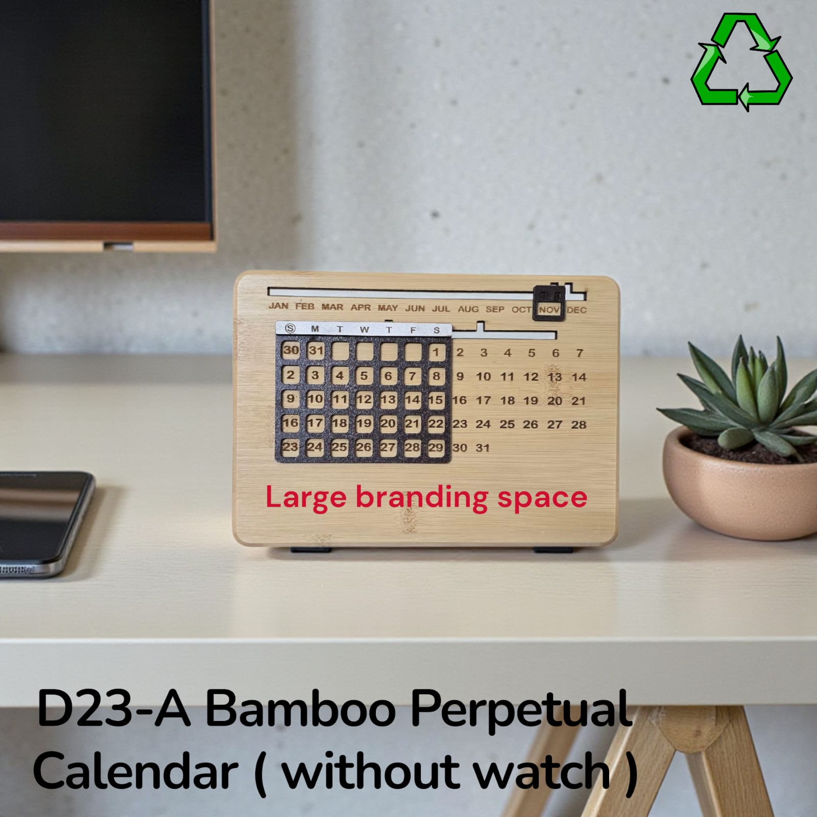 D23-A Bamboo Perpetual Calendar without Watch