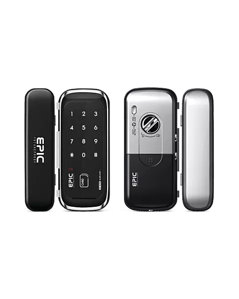 Epic ES 303G Chromium Steel Glass Digital Door Lock (Black)