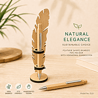 D33 - Feather Shape Bamboo Pen Holder