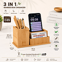 D35 - 3 in 1 Bamboo Desk Organizer