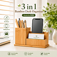 D35 - 3 in 1 Bamboo Desk Organizer
