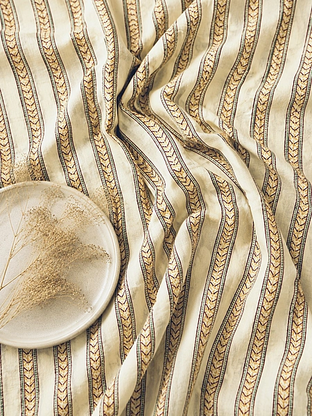 Cotton Stripes Block Print