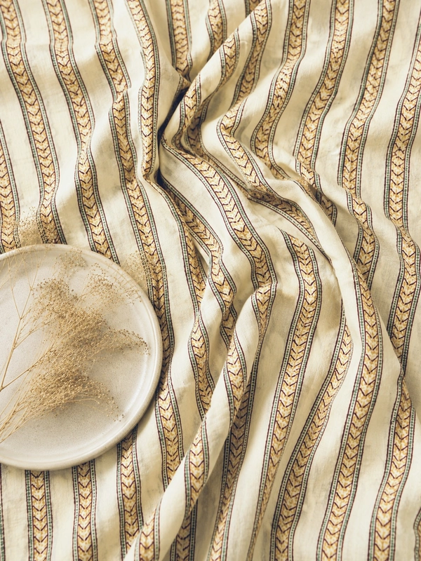 Cotton Stripes Block Print