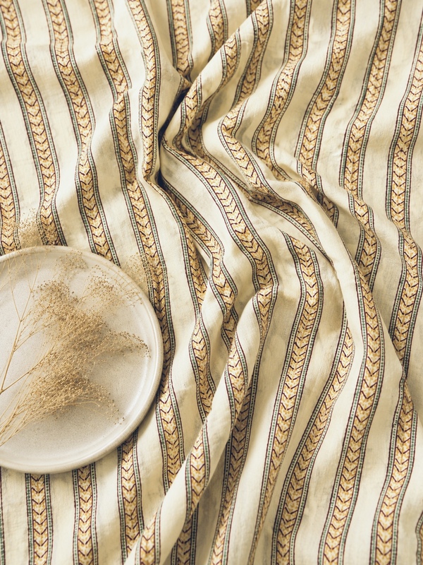 Cotton Stripes Block Print