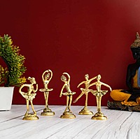 Brass Dancing Ballerinas Set of Five - 5 inch Height | Delightful Set of Five Brass Dancing Ballerinas for Artistic Decor
