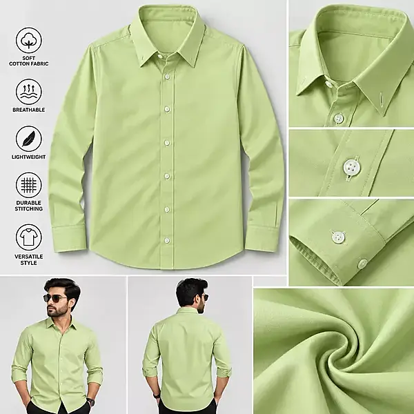 MM Men’s Light Green Solid Casual Shirt