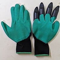 Gardening Gloves with Right Hand Fingertips Claws for Pruning, Digging & Planting, One Pair, Multicolour