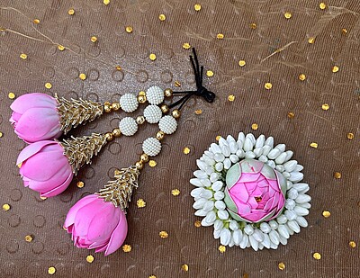 Artificial Jasmine Ring With Lotus Kunjam