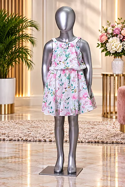 1821 kids frock,white and pink size-22