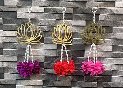 Lotus cutout with hangings
