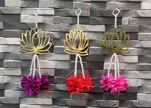 Lotus cutout with hangings