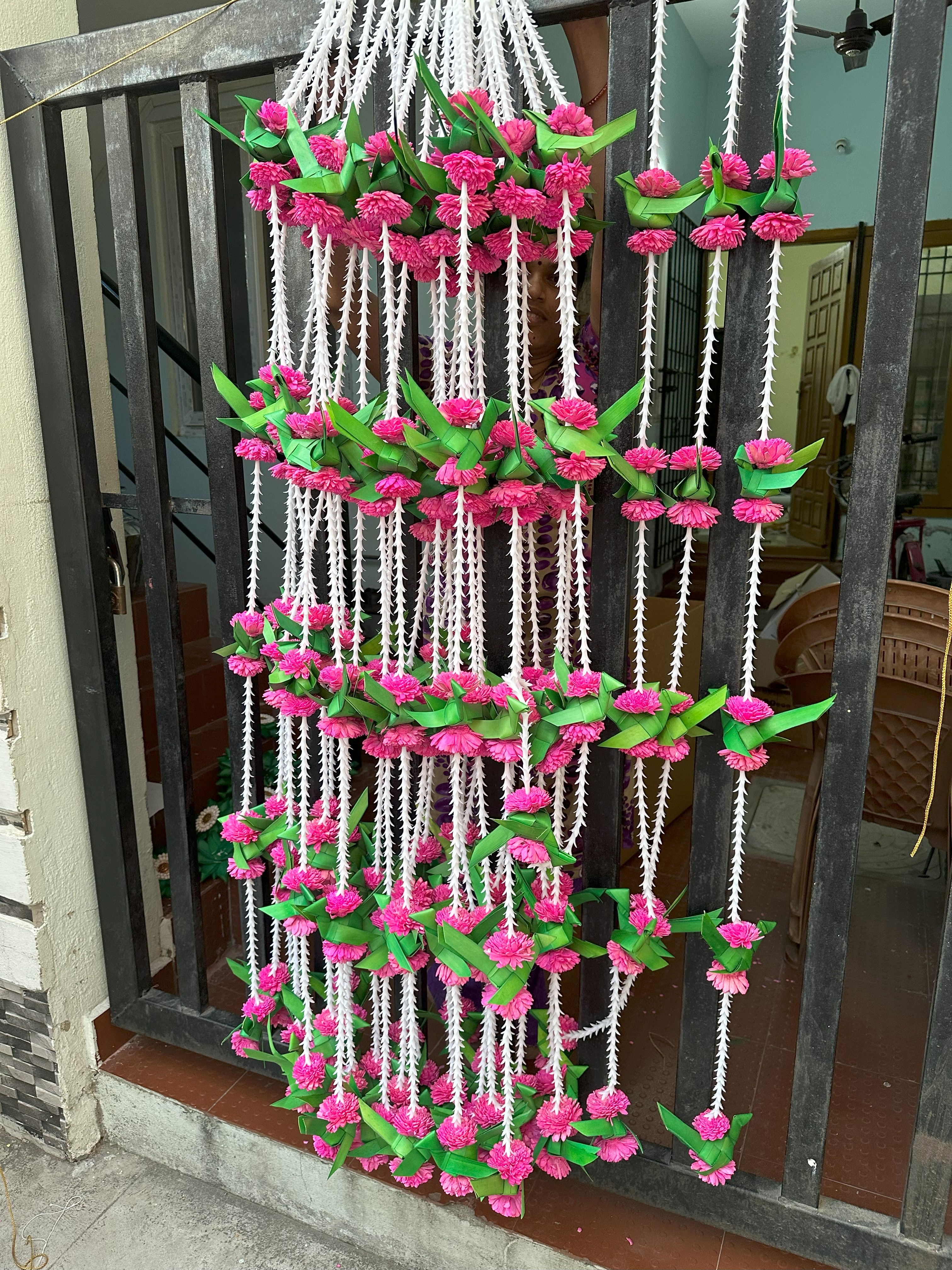 Marigold with palm parrot hanging