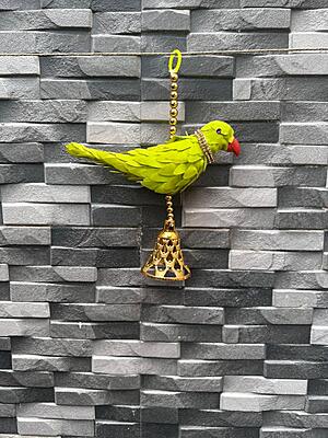 Plastic parrot with bell hanging