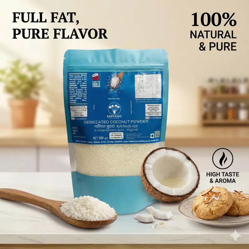 High Fat Desiccated Coconut Powder (Pure Tiptur Coconuts - 500g)