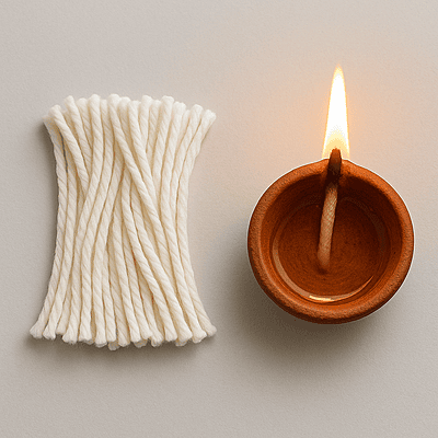 Diya Wick Long (4 Inch) – 500 Pieces | Pure Cotton Puja Wicks
