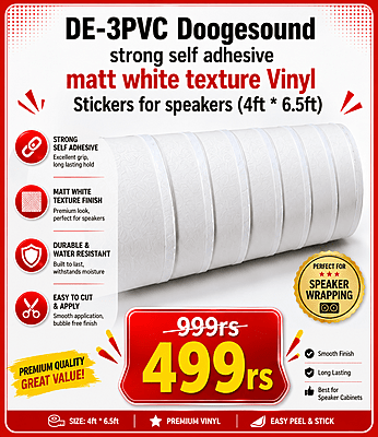 DE-3PVC Doogesound strong self adhesive matt white texture Vinyl Stickers for speakers(4ft * 6.5ft) DE-3PVC Doogesound strong self adhesive matt white texture Vinyl Stickers for speakers(4ft * 6.5ft)
