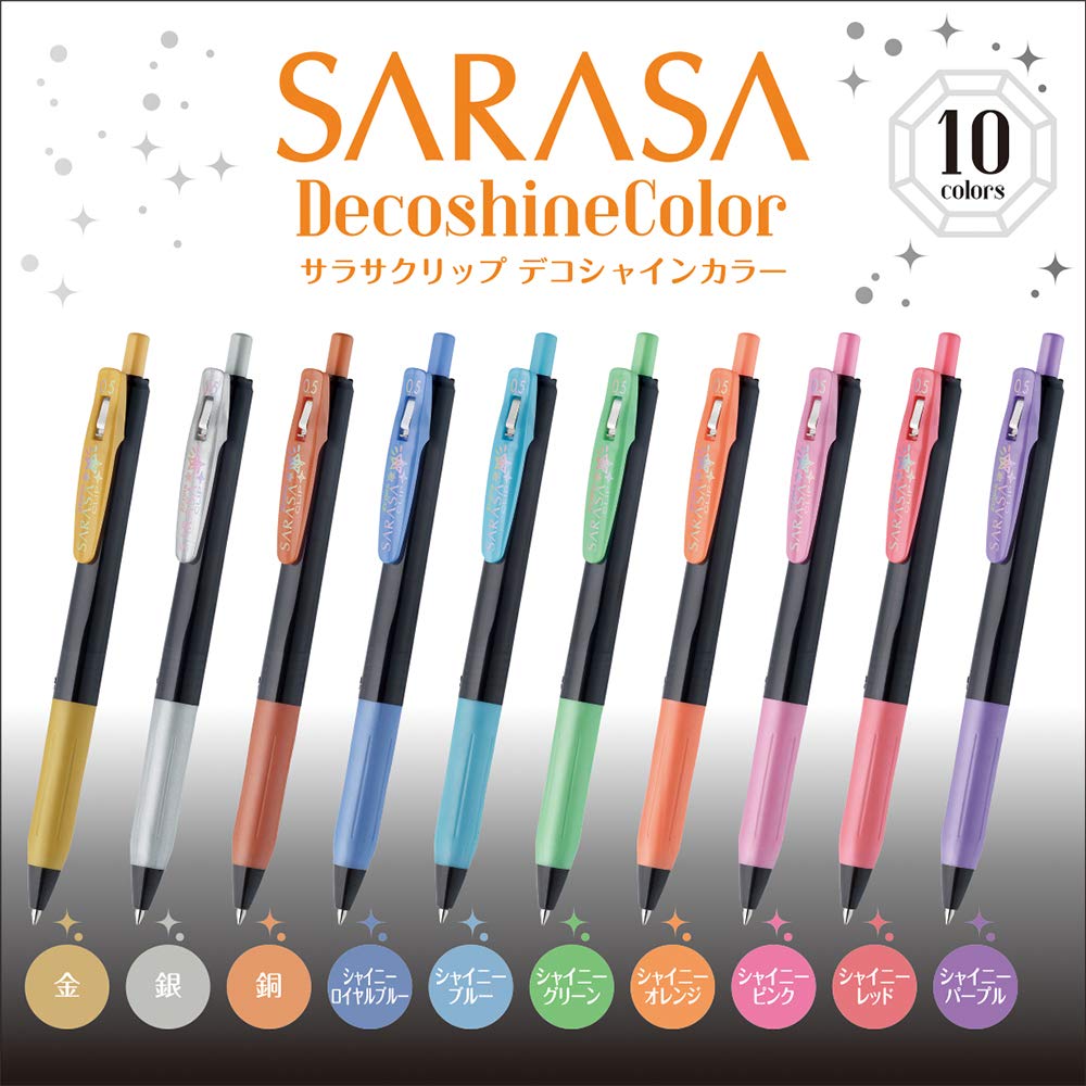 Zebra Sarasa Clip 0.5 Deco Shine 10 Color Pen Set
