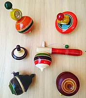 Channapatna Wooden Spinning Tops Toy Set of 6