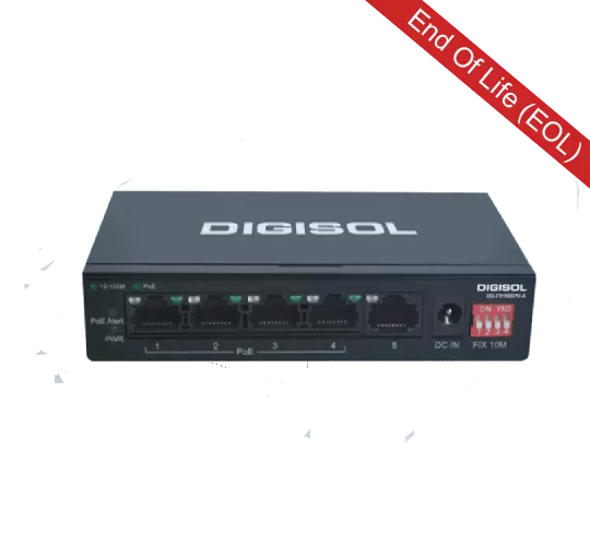 DG-FS1005PH-A (H/W Ver. A1) – Digisol 5 Port Fast Ethernet Unmanaged Switch with 4 PoE Ports & 1 Uplink Port