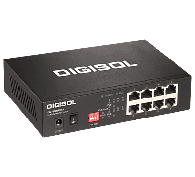 DG-FS1008PH-A (H/W Ver. A1) – Digisol 8 Port Fast Ethernet Unmanaged Switch with 4 PoE Ports