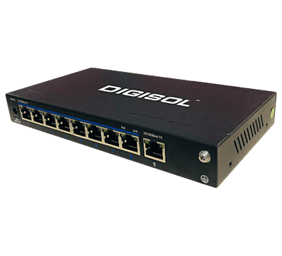 DG-FS1009PF-A (H/W Ver. B1) – DIGISOL Fast Ethernet Unmanaged Desktop Switch with 8 PoE Ports and 1 Uplink Port
