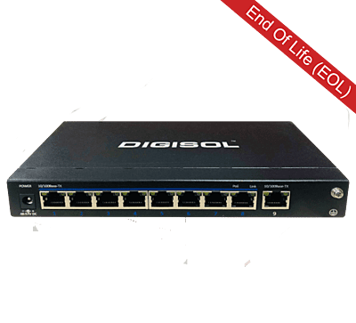DG-FS1009PF-A (H/W Ver. B1) – DIGISOL Fast Ethernet Unmanaged Desktop Switch with 8 PoE Ports and 1 Uplink Port