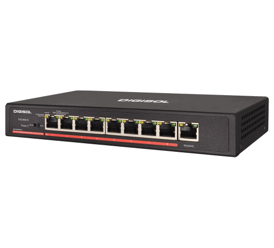 DG-FS1009PF-A (H/W Ver. A1) – Digisol Fast Ethernet Unmanaged Desktop Switch with 8 PoE Ports and 1 Uplink Port