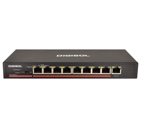 DG-FS1009PF-A (H/W Ver. A1) – Digisol Fast Ethernet Unmanaged Desktop Switch with 8 PoE Ports and 1 Uplink Port