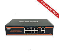 DIGISOL 8 Port PoE Fast Ethernet Unmanaged Switch with 2 Uplink Ports – DG-FS1010PF-B
