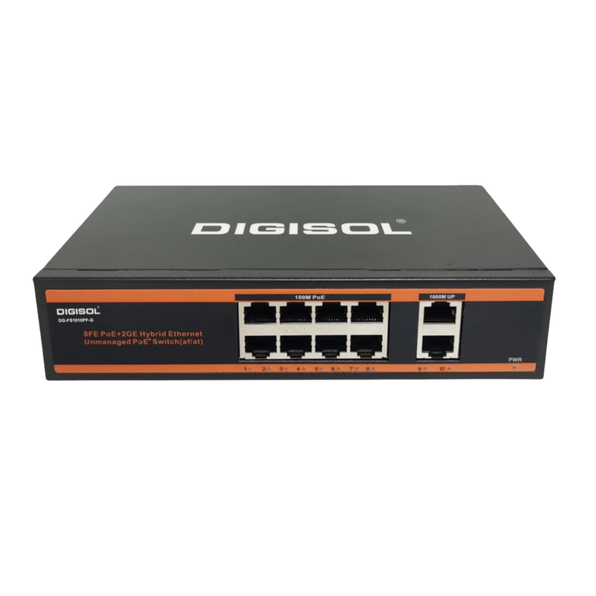 DIGISOL 8 Port PoE Fast Ethernet Unmanaged Switch with 2 Uplink Ports DG-FS1010PF-G