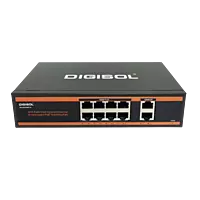 DIGISOL 8 Port PoE Fast Ethernet Unmanaged Switch with 2 Uplink Ports DG-FS1010PF-G