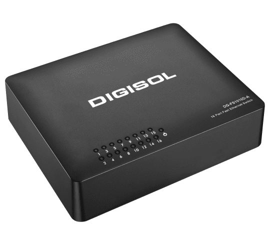 DG-FS1016D-A (H/W Ver. B1) – Digisol 16 Port Fast Ethernet Unmanaged Desktop Switch with External Power Adapter