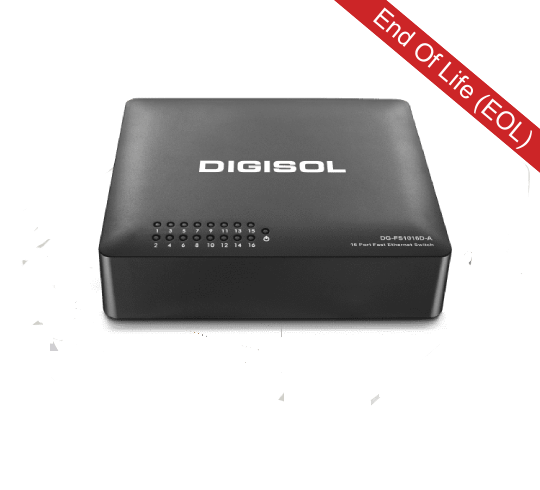 DG-FS1016D-A (H/W Ver. B1) – Digisol 16 Port Fast Ethernet Unmanaged Desktop Switch with External Power Adapter