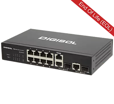 DG-FS4510 – Digisol 8 Port Fast Ethernet Layer 2 Managed switch with 2 Gigabit Combo Ports (RJ45/SFP)