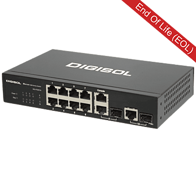 DG-FS4510 – Digisol 8 Port Fast Ethernet Layer 2 Managed switch with 2 Gigabit Combo Ports (RJ45/SFP)