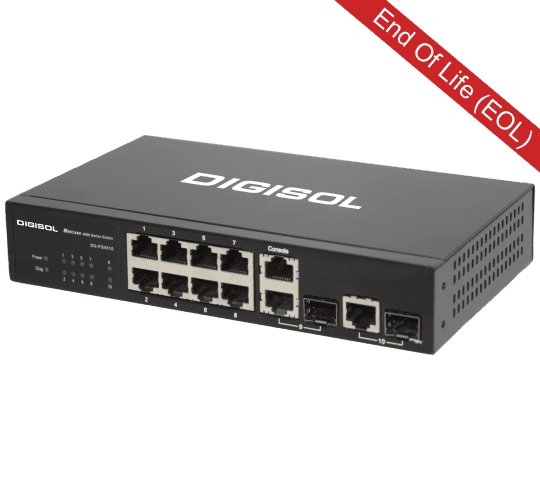 DG-FS4510 – Digisol 8 Port Fast Ethernet Layer 2 Managed switch with 2 Gigabit Combo Ports (RJ45/SFP)