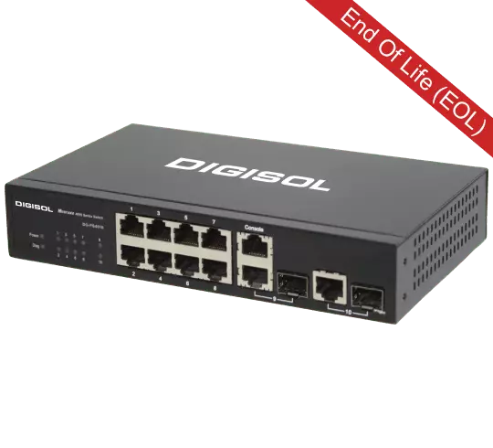 DG-FS4510 – Digisol 8 Port Fast Ethernet Layer 2 Managed switch with 2 Gigabit Combo Ports (RJ45/SFP)