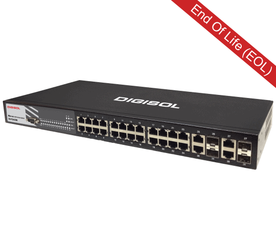 DG-FS4528E – Digisol 24 port Layer 2 Managed switch with 4 Gigabit Combo ports (RJ45/SFP)