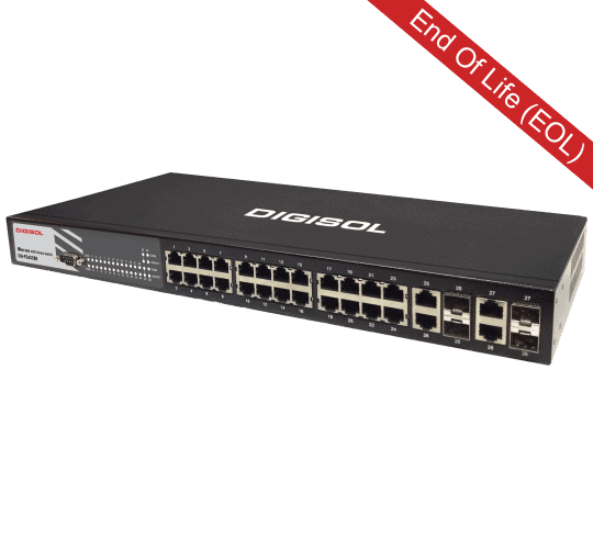 DG-FS4528E – Digisol 24 port Layer 2 Managed switch with 4 Gigabit Combo ports (RJ45/SFP)