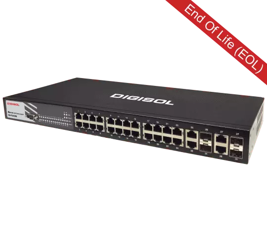 DG-FS4528E – Digisol 24 port Layer 2 Managed switch with 4 Gigabit Combo ports (RJ45/SFP)