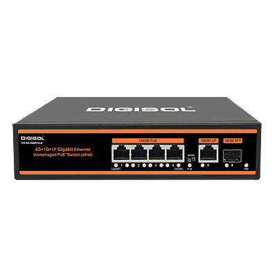 DIGISOL 4 Port PoE Gigabit Ethernet Unmanaged Switch with 2 1G Uplink Ports – DG-GS1006PFS-B