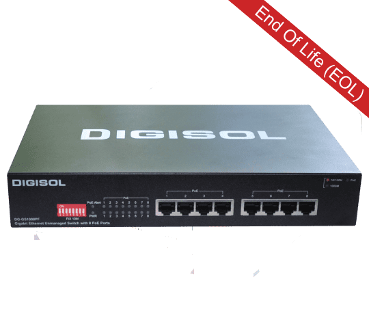 DG-GS1008PF (H/W Ver. B2) – Digisol 8 Port Gigabit Ethernet Unmanaged PoE Switch
