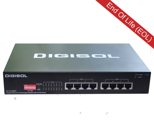 DG-GS1008PF (H/W Ver. B2) – Digisol 8 Port Gigabit Ethernet Unmanaged PoE Switch