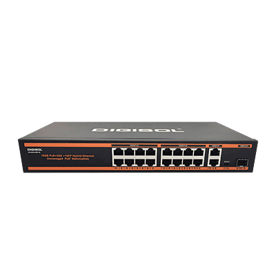 DIGISOL 16 Port PoE Gigabit Unmanaged Switch with 3 Uplink Ports – DG-GS1019PF-B