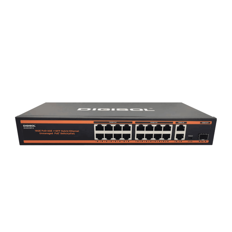 DIGISOL 16 Port PoE Gigabit Unmanaged Switch with 3 Uplink Ports – DG-GS1019PF-B