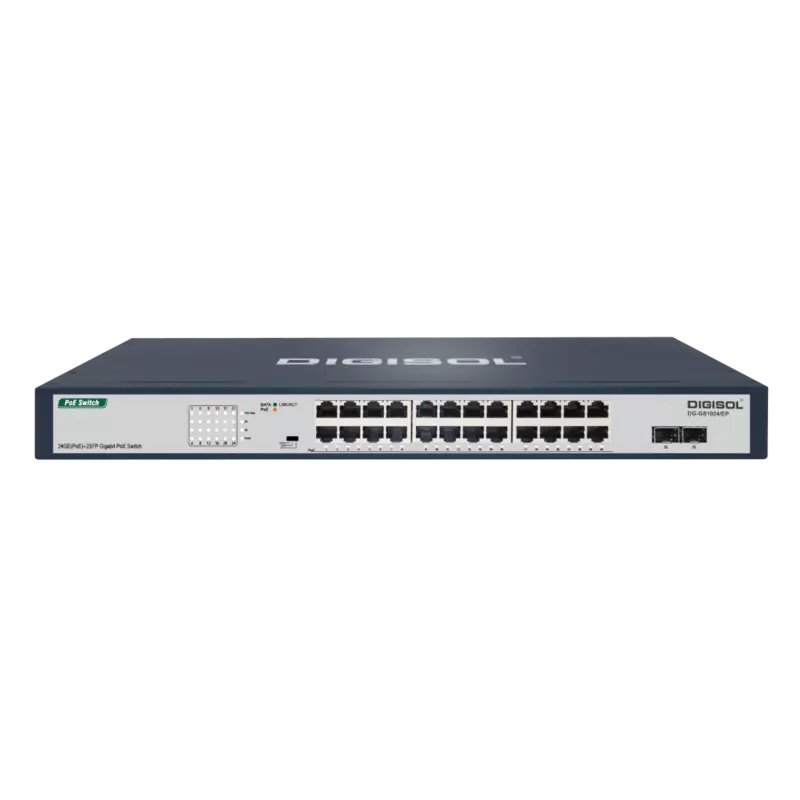 DIGISOL 24 Port PoE Gigabit Unmanaged Switch with 2 SFP Uplinks – DG-GS1024/EP