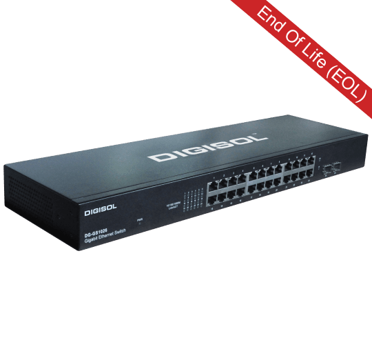 DG-GS1026 (H/W Ver. A2) – Digisol 24 Port Gigabit Ethernet Unmanaged Switch with 2 SFP slots