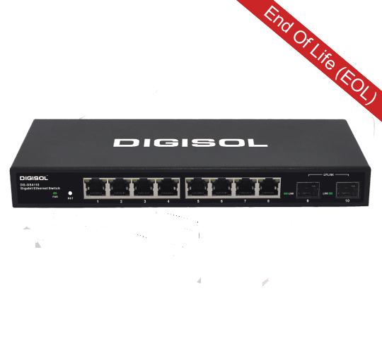 DG-GS4110 – DIGISOL 8 Port L2 Web Managed Gigabit Ethernet Switch with 2 Gigabit SFP Ports